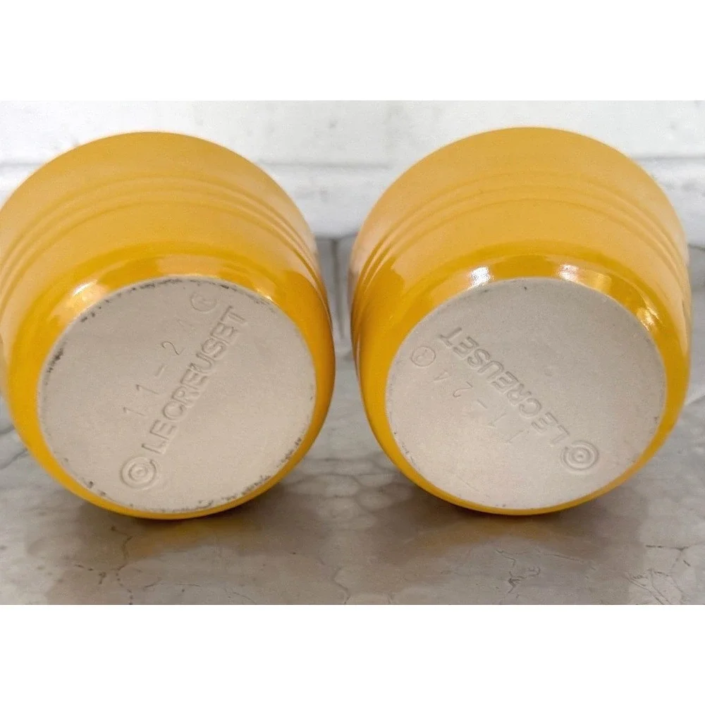 Le Creuset Yellow Stoneware Ramekin Stacking Bowls Set of 2